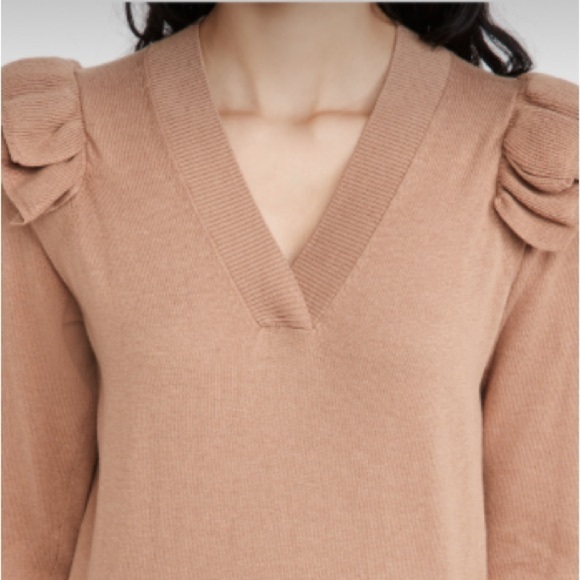 Brochu Walker NWOT Sweater Anaise Vee Cashmere Blend In Tawny - Picture 2 of 9